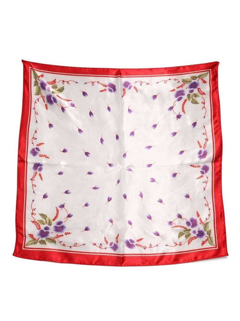 Red Pink Floral Satin Scarf 20x20 Women's Hair Tie Neck Wrist Wrap